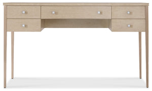 Hooker Furniture Melange Transitional Flourish Dressing Table With Stone Inset Top, Oak Veneer, 5 Soft‑Close Drawers 628-50740-80