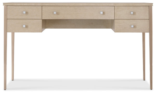 Hooker Furniture Melange Transitional Flourish Dressing Table With Stone Inset Top, Oak Veneer, 5 Soft‑Close Drawers 628-50740-80