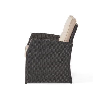 English Elm Christopher Knight Home® - ST MARTA SINGLE SOFA Dark Brown PE Rattan Outdoor Armchair with Iron Frame and Waterproof Cushion Comfort 57723.00DBRN
