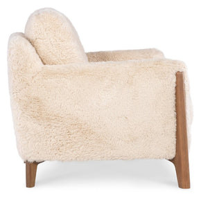 Hooker Furniture Cynthia Plush Yakety Yak Sand Faux Fur Accent Chair With Natural Wood Legs — Cozy Modern Comfort CC453-404