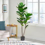 Christopher Knight Home® - Noble House - Socorro 5' X 2.5' Artificial Fiddle-Leaf Fig Tree, Green