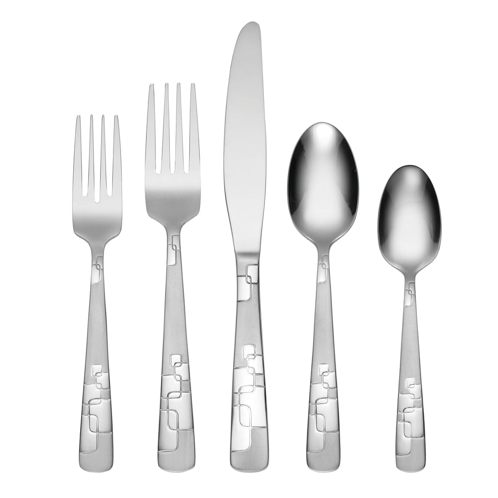 Lenox Oneida Quadratic 20 Piece Everyday Flatware Set, Service for 4 Metallic, STAINLESS METAL H045020A