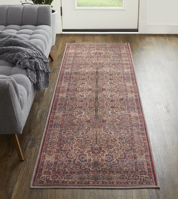 Feizy Rugs Rawlins Vintage-inspired Machine Made Polyester Oriental Rug With Intricate Patterns For Every Space Red,Tan,Pink Polyester Rln39hlfbgeivyi7a