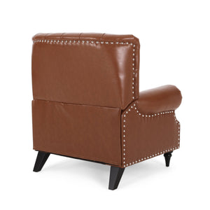 English Elm Christopher Knight Home® - Classic Classic Style Fabric Push Back Chair with Rivet Detail, Rolled Arms & Plush Cushions for Comfort and Stability Light Brown 71909.00PUCOGN