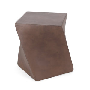 English Elm Outdoor Sculptural Twisted Cube Concrete Side Table for Patio Deck or Garden 73456.00