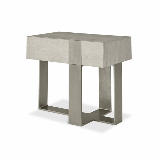 Bernhardt Bernhardt Rustic Modern Tempo Nightstand With Larza Oak, Sandblasted Aluminum Base & Usb Charging 346219R
