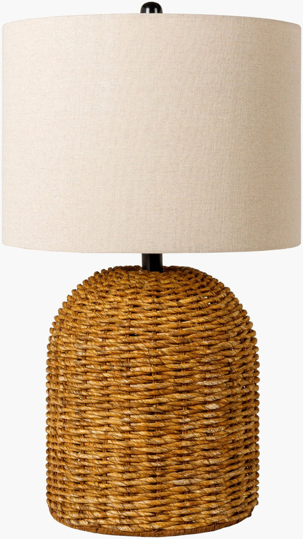 Livabliss Regatta Woven Seagrass Table Lamp with Linen Shade for Coastal Bohemian Decor RGT-001