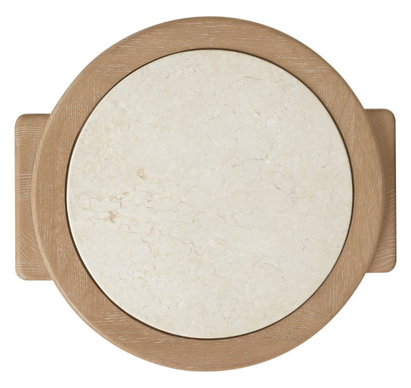 Hooker Furniture Commerce Helena Spot Table — Desert Oak White Oak Base With Natural Veined Marble Top, Compact Style 7228-80228-82