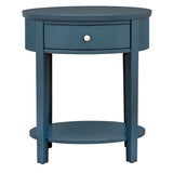 Homelegance By Top-Line Hardin 1-Drawer Oval End Table Blue Veneer