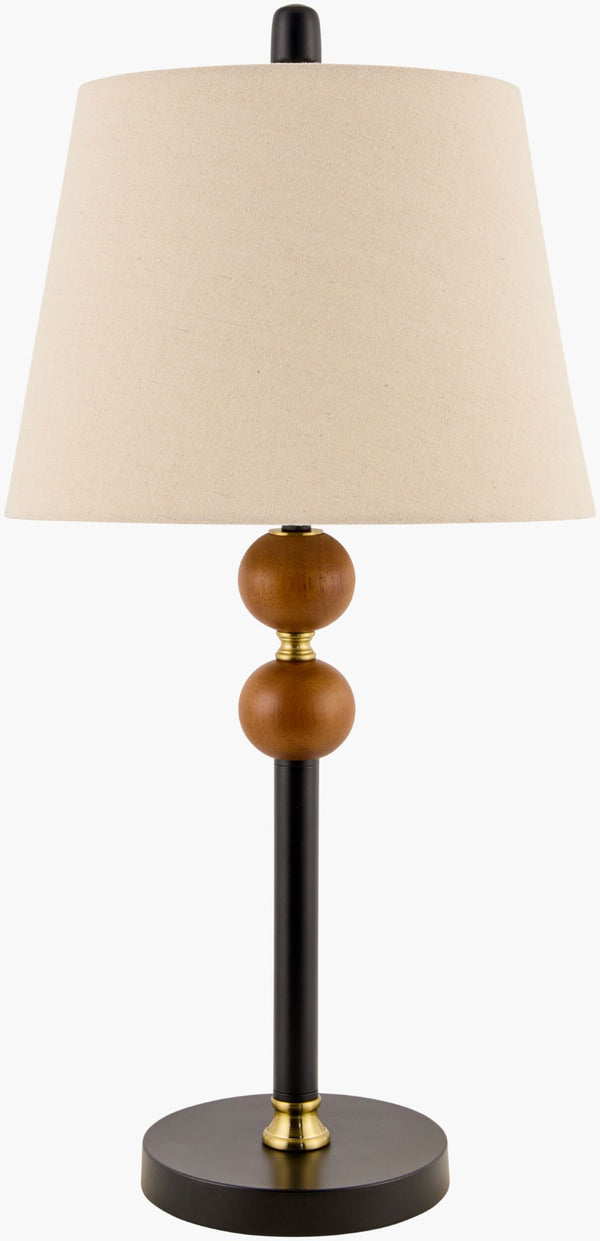 Livabliss Ragay Hand-painted Rubberwood Table Lamp with Linen Shade for Warm Ambient Glow RGY-001