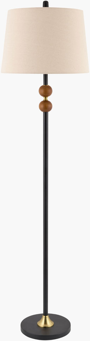 Livabliss Ragay Rubberwood Floor Lamp with Linen Shade and Iron Base for Classic Living Rooms RGY-002