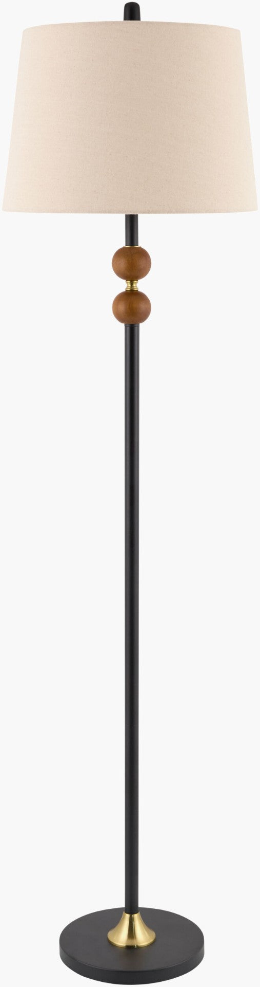 Livabliss Ragay Rubberwood Floor Lamp with Linen Shade and Iron Base for Classic Living Rooms RGY-002