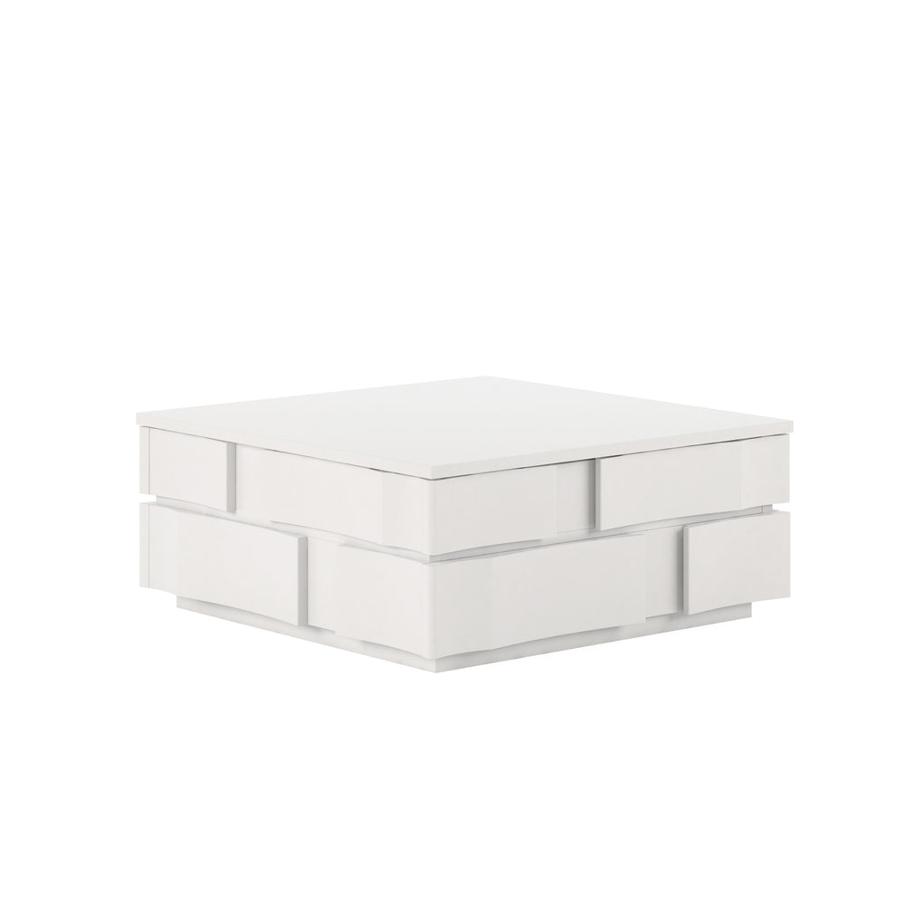A.R.T. Furniture Portico Contemporary Square Cocktail Table With Hidden Storage, Textured White Finish & Modern Design White Parawood Solids,Resin 323301-3317