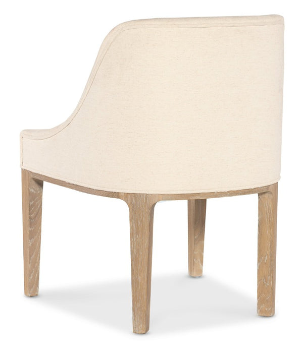 Hooker Furniture Banyon Bay Upholstered Host Chair In Levi Oyster Fabric With Desert Oak Frame — Barrel Back Comfort, Modern Flair 6081-75500-82