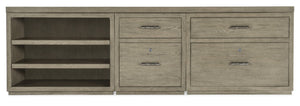 Hooker Furniture Linville Rustic 84" Mink Credenza With Locking File Drawers, Open Cabinet Shelving & Pewter Pulls 24.00 L x 96.00W x 30.00H 6150-10929-85