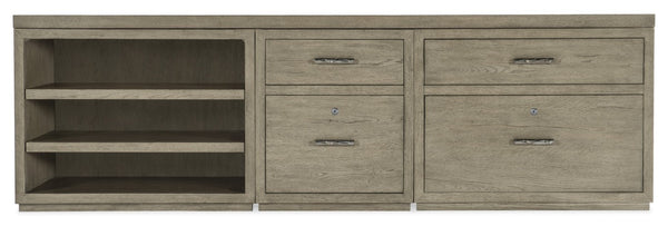Hooker Furniture Linville Rustic 84" Mink Credenza With Locking File Drawers, Open Cabinet Shelving & Pewter Pulls 24.00 L x 96.00W x 30.00H 6150-10929-85