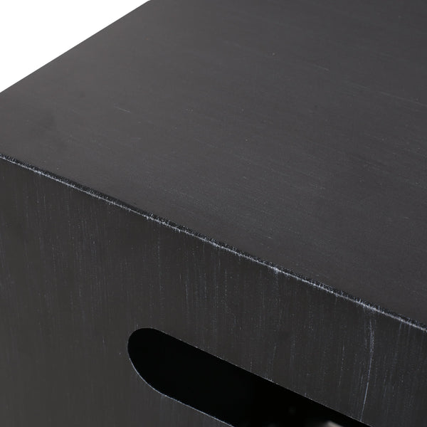 English Elm Propane Tank Cover Outdoor Iron Side Table with Slatted Storage for Fire Pit Patios 67760.00BLKBRS