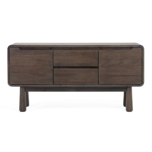 VIG Furniture Rhea Mid-Century Dark Acacia Buffet With Tapered Legs, Drawers & Cabinets For Stylish Storage VGWDMAR-BUF02-2D-DK