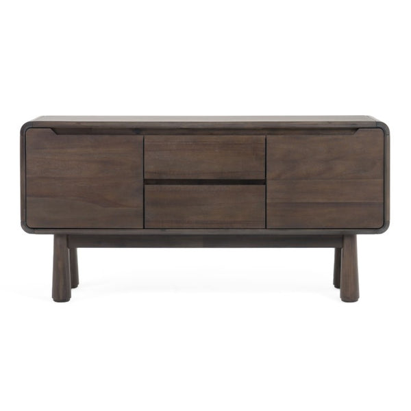 VIG Furniture Rhea Mid-Century Dark Acacia Buffet With Tapered Legs, Drawers & Cabinets For Stylish Storage VGWDMAR-BUF02-2D-DK