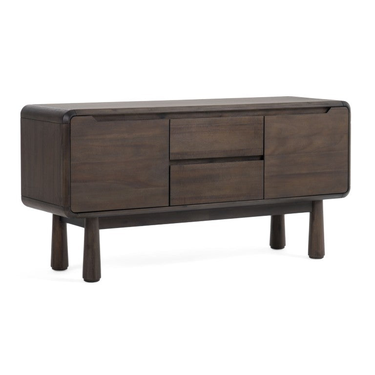 VIG Furniture Rhea Mid-Century Dark Acacia Buffet With Tapered Legs, Drawers & Cabinets For Stylish Storage VGWDMAR-BUF02-2D-DK
