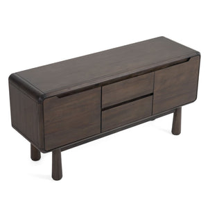 VIG Furniture Rhea Mid-Century Dark Acacia Buffet With Tapered Legs, Drawers & Cabinets For Stylish Storage VGWDMAR-BUF02-2D-DK