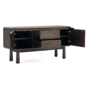 VIG Furniture Rhea Mid-Century Dark Acacia Buffet With Tapered Legs, Drawers & Cabinets For Stylish Storage VGWDMAR-BUF02-2D-DK