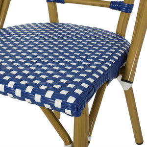 English Elm French Bistro Outdoor Chair Set of 2 Handwoven Pe Rattan Aluminum Cafe Patio Seating 69959.00