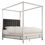 Avianna Chrome Canopy Bed with Upholstered Headboard