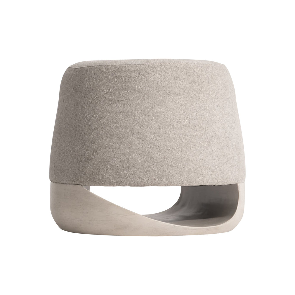 Bernhardt Bernhardt Sereno Round Bench With Lutra Faux Stone Cast-Resin Base, Upholstered Seat, 22" Square, Rustic Modern 329506