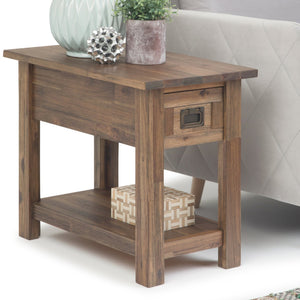 English Elm Monroe Narrow Side Table - Rustic Acacia Wood With Vintage Charm & Practical Storage Solutions B136P158958
