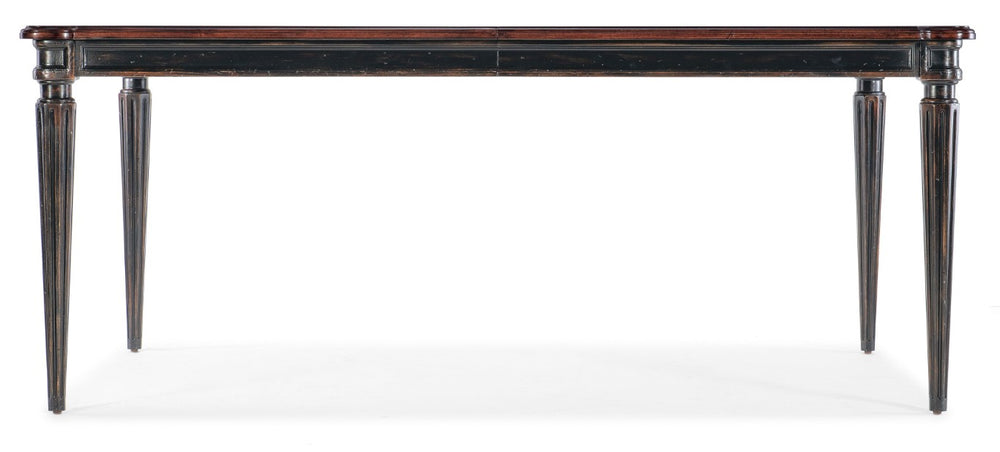 Hooker Furniture Charleston Maraschino Cherry Rectangle Dining Table W/ Black Cherry Base, Fluted Legs & 2 Leaves 6750-75200-00