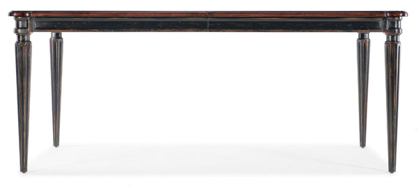 Hooker Furniture Charleston Maraschino Cherry Rectangle Dining Table W/ Black Cherry Base, Fluted Legs & 2 Leaves 6750-75200-00