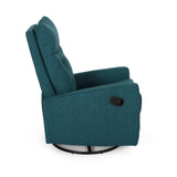 Christopher Knight Home® - Noble House - Woodglen Contemporary Glider Swivel Push Back Nursery Recliner - Teal and Black Finish