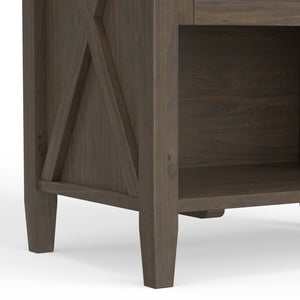 English Elm Ela Smoky Brown Bedside Table – Handcrafted Solid Wood, Shaker Drawer, X-Side Detail, Versatile End Table B136P158609