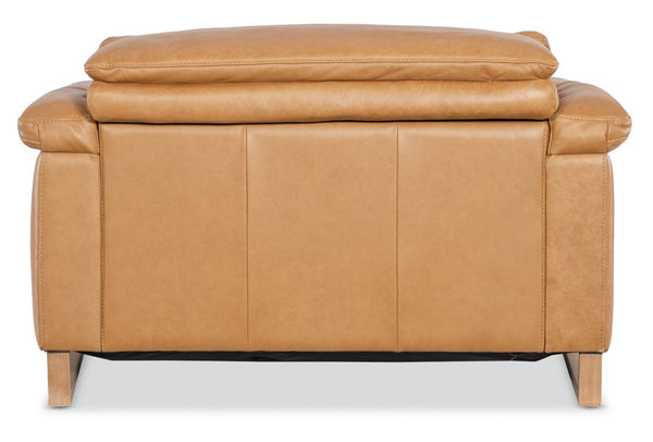 Hooker Furniture Jericho Oversized Power Recliner In Dallas Toffee Leather With Sleigh Wood Sides, Pillow Arms, Motorized Headrest And Hidden Controls 43.20 L x 53.50W x 32.20H SS461-PH1-087