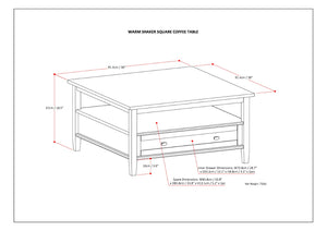 English Elm Warm Handcrafted Square Coffee Table - Distressed Grey With Storage & Shaker Style Charm B136P159735-GIGA