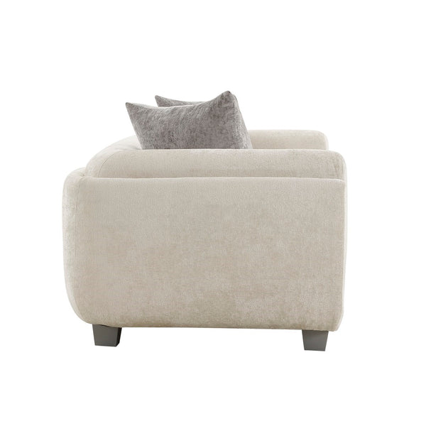 Pasargad Home Bergamo 3-seater Sofa In Ivory With Pillows - Mid-century Modern Elegance & Comfort Ivory Polyester Pzw-20044-3