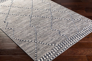 Livabliss Ariana Moroccan Geometric Polypropylene Woven Rug for Entryways and Accent Spaces Black, Gray 2' x 2'11" RIA2300-23