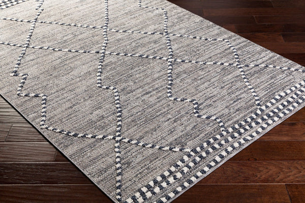Livabliss Ariana Moroccan Geometric Polypropylene Woven Rug for Entryways and Accent Spaces Black, Gray 2' x 2'11" RIA2300-23