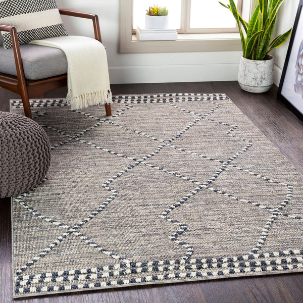 Livabliss Ariana Moroccan Geometric Polypropylene Woven Rug for Entryways and Accent Spaces Black, Gray 2' x 2'11" RIA2300-23