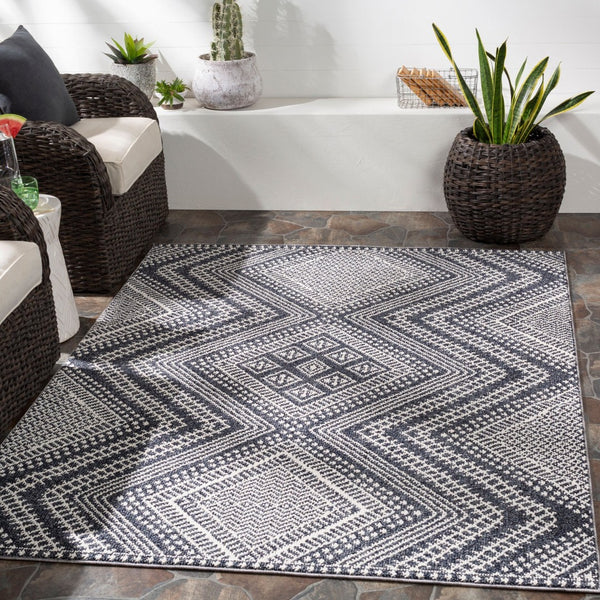 Livabliss Ariana Moroccan Geometric Polypropylene Area Rug for Entryway Bohemian Decor Black, Gray 2'2" x 3'9" RIA2301-2339