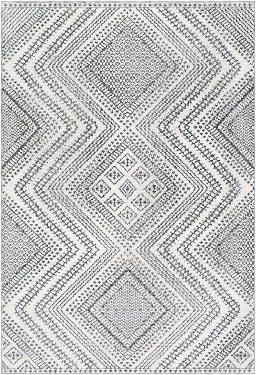 Livabliss Ariana Global Geometric Accent Rug Machine Woven Polypropylene High Low Pile Entryway Black, White 2' x 2'11" RIA2302-23