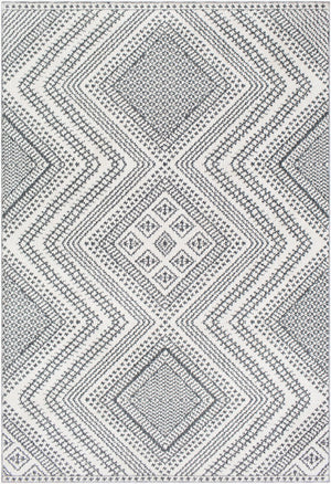 Livabliss Ariana Global Geometric Accent Rug Machine Woven Polypropylene High Low Pile Entryway Black, White 2' x 2'11" RIA2302-23