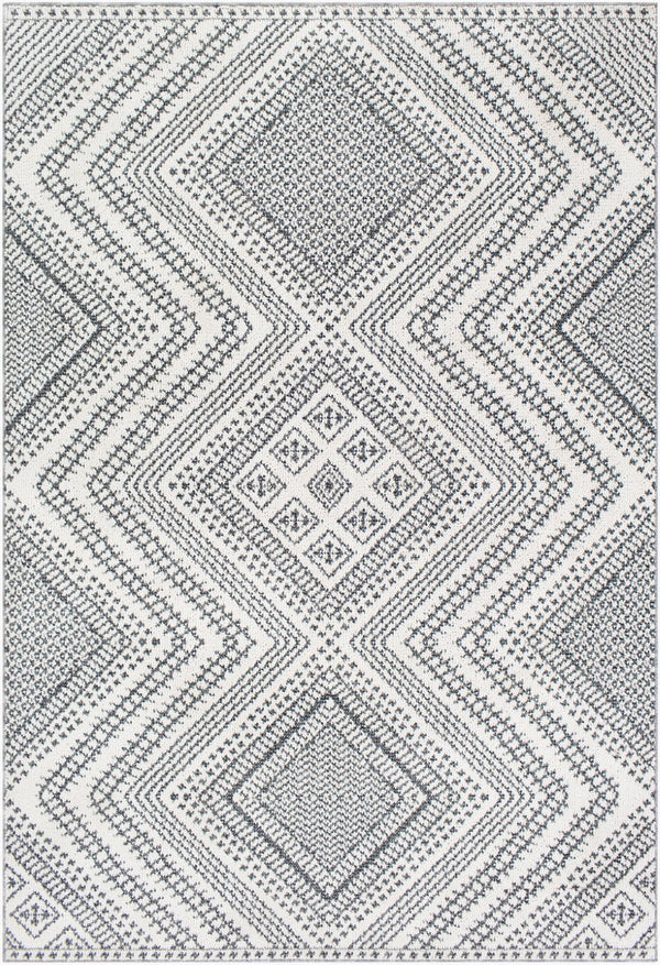 Livabliss Ariana Global Geometric Accent Rug Machine Woven Polypropylene High Low Pile Entryway Black, White 2' x 2'11" RIA2302-23