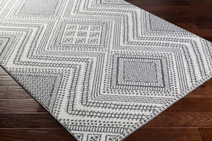 Livabliss Ariana Global Geometric Accent Rug Machine Woven Polypropylene High Low Pile Entryway Black, White 2' x 2'11" RIA2302-23