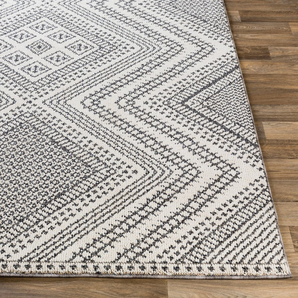 Livabliss Ariana Global Geometric Accent Rug Machine Woven Polypropylene High Low Pile Entryway Black, White 2' x 2'11" RIA2302-23