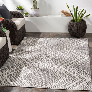 Livabliss Ariana Global Geometric Accent Rug Machine Woven Polypropylene High Low Pile Entryway Black, White 2' x 2'11" RIA2302-23