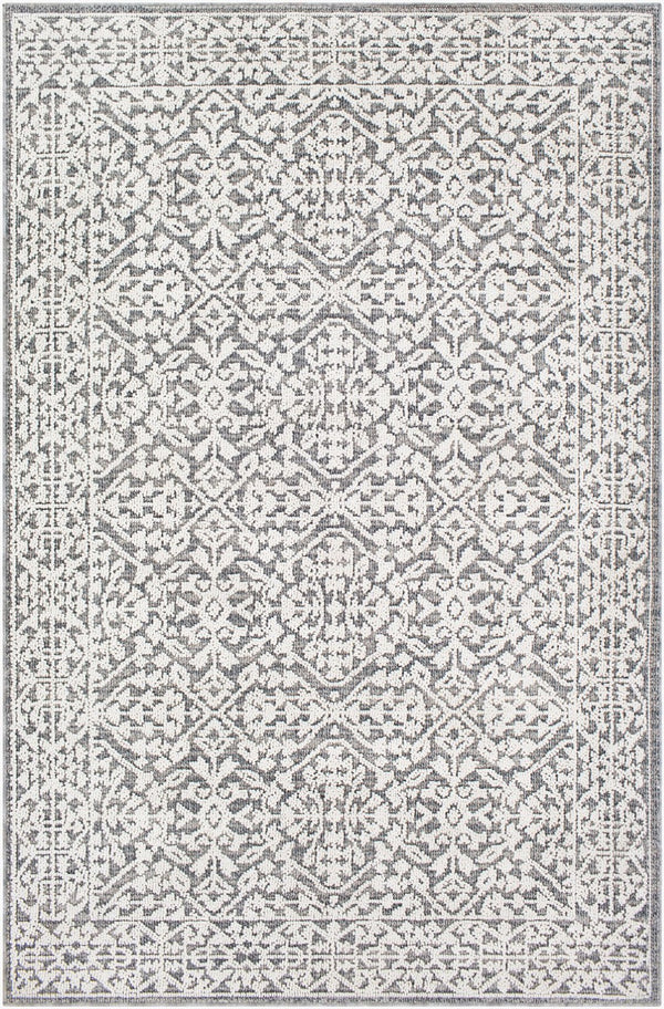 Livabliss Ariana Global Medallion Polypropylene Accent Rug for Entryways and Bohemian Spaces Gray, White 2' x 2'11" RIA2303-23