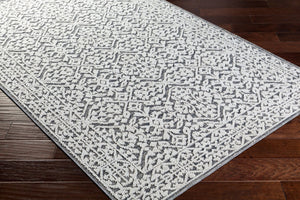 Livabliss Ariana Global Medallion Polypropylene Accent Rug for Entryways and Bohemian Spaces Gray, White 2' x 2'11" RIA2303-23