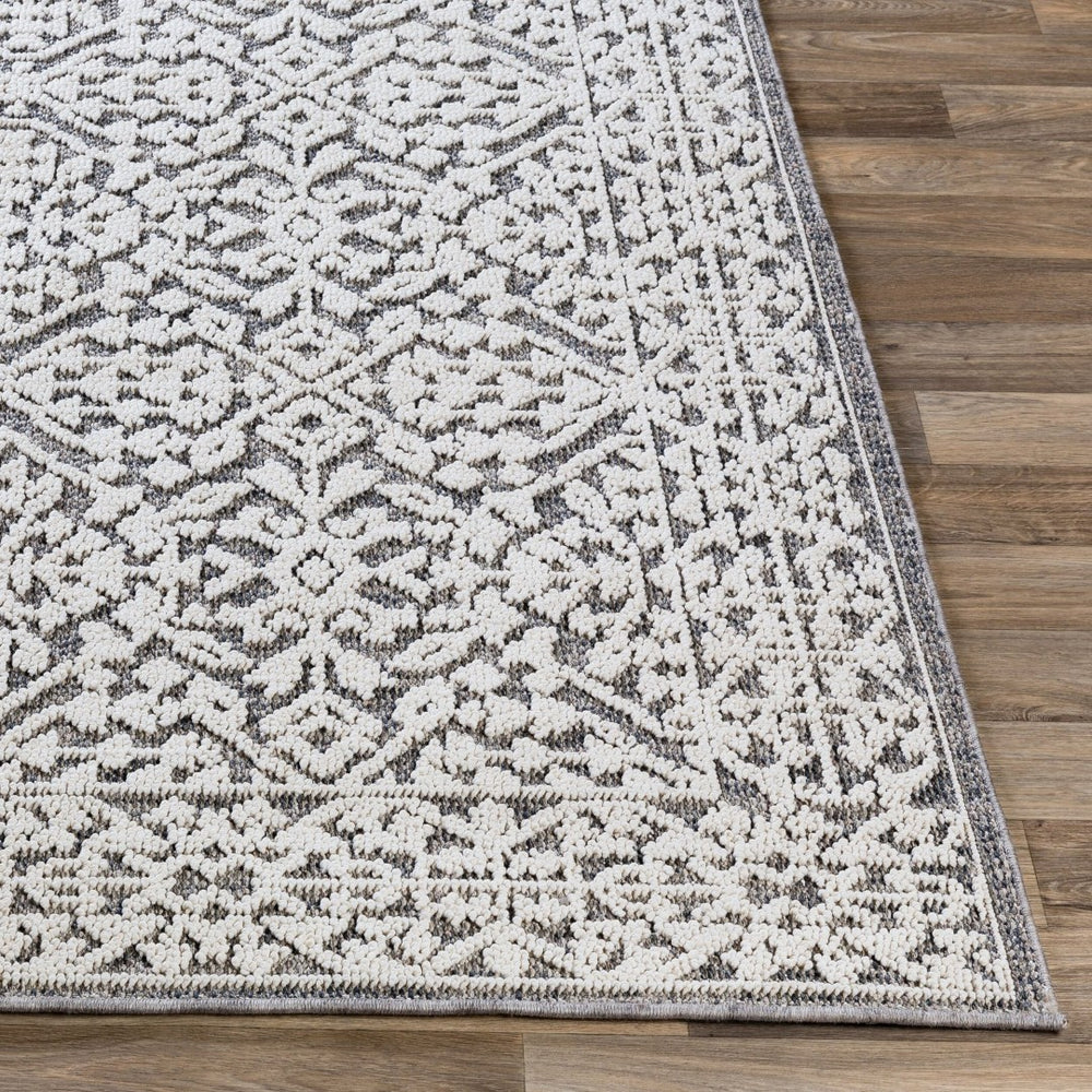 Livabliss Ariana Global Medallion Polypropylene Accent Rug for Entryways and Bohemian Spaces Gray, White 2' x 2'11" RIA2303-23